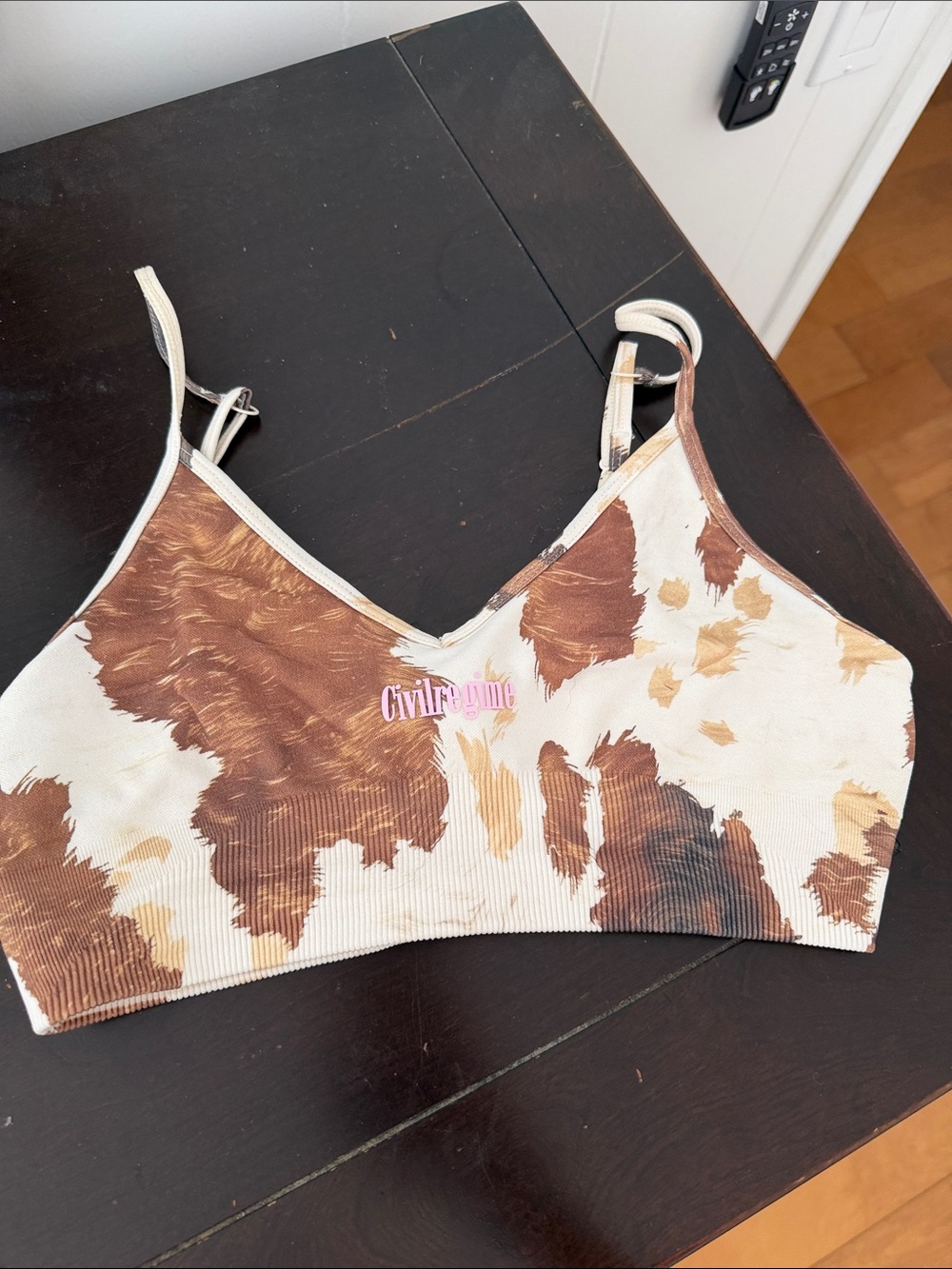 Civil Regime Brown & Cream Tie-Dye Ribbed Bralette